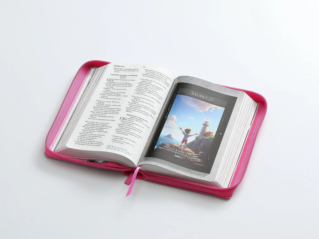 Biblia RVR60 065cz Héroes i/piel rosa/rosa con cierre