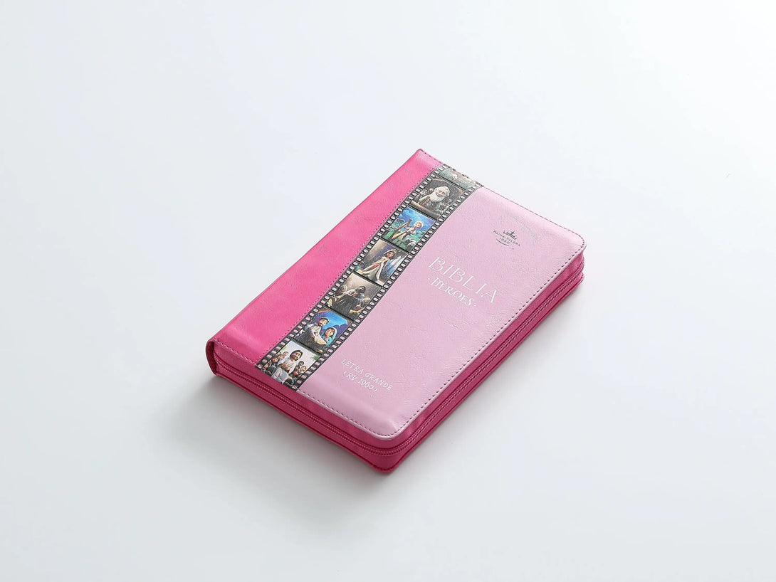 Biblia RVR60 065cz Héroes i/piel rosa/rosa con cierre