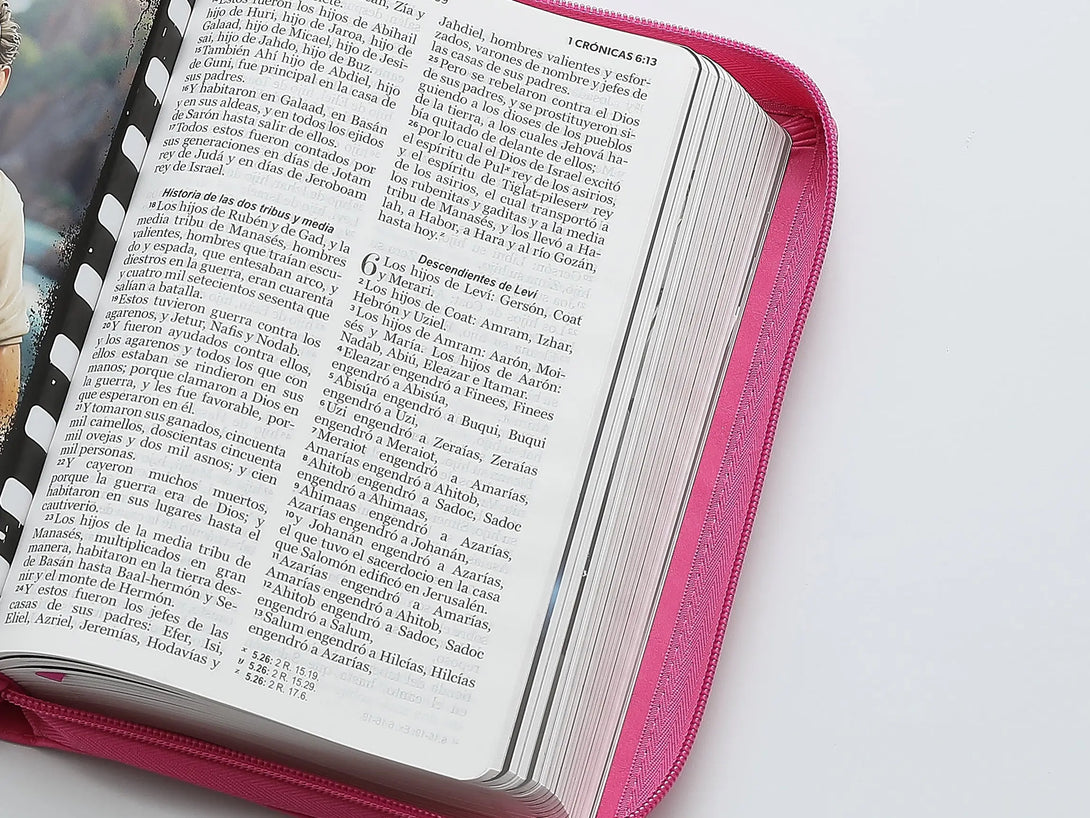 Biblia RVR60 065cz Héroes i/piel rosa/rosa con cierre