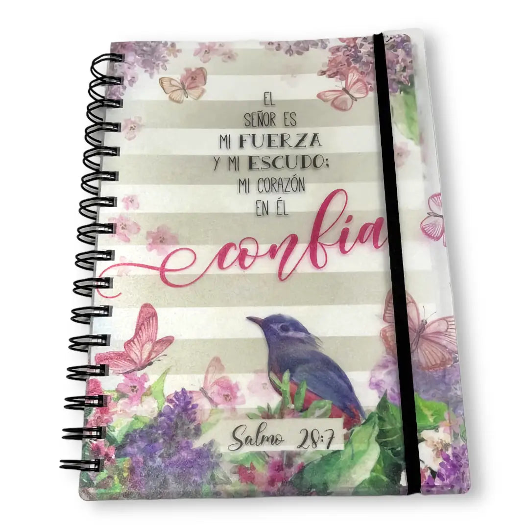 Libreta transparente con anillas. Colección Primavera. Confía